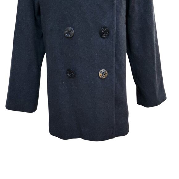 Vintage J. Percy Pea Coat Black Merino Wool Lined Double Breasted Women's Size 8 - Picture 5 of 12